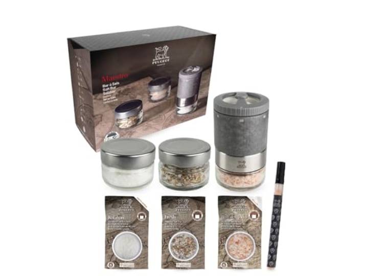 PEUGEOT - Bar À Sel Maestro - Moulin À Sel 10cm Réglage U'Select - Innovation Sel Glace\, Mécanisme Zirlion - Fabrication Française - en Bois PEFC & INOX - Coloris Graphite