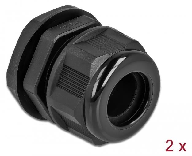 Delock Kabeldoorvoer PG21 voor ronde kabels, 2 stuks, zwart, kunststof, IP68