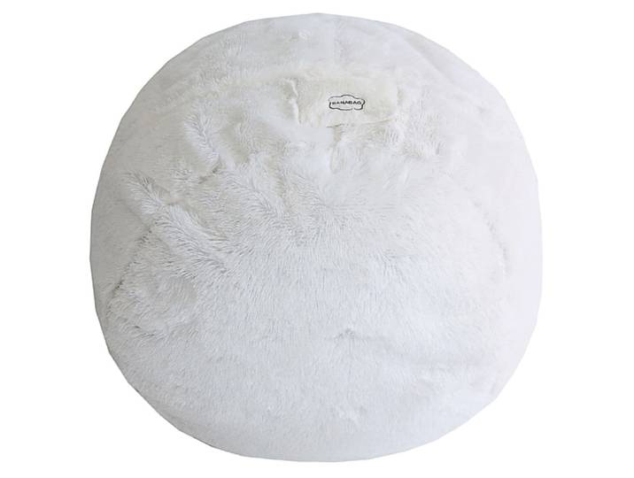 Pouf géant déhoussable fausse fourrure blanc 120 cm