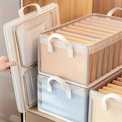 Uplift Picks 2 Pcs Foldable Transparent PVC Storage Bins Stackable Steel Frame Closet Organizers 2 Pcs Foldable Transparent PVC Storage Bins Stackable Steel Frame Closet Organizers