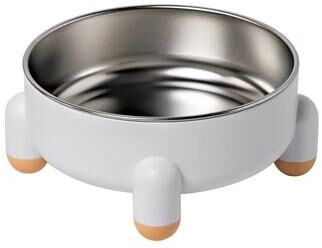 Uplifted Goods Ergonomic Elevated Stainless Steel Pet Feeder white