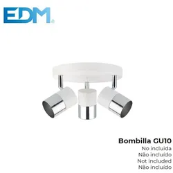 Wandleuchte Halogen 3 Elemente Chrom+Knochenweiß Gu-10 Modell Moon Edm