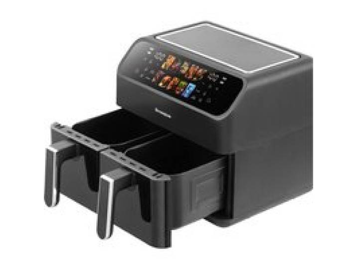 Friteuse sans huile 9L - Airfryer double panier 2000W - LED tactile - Noir