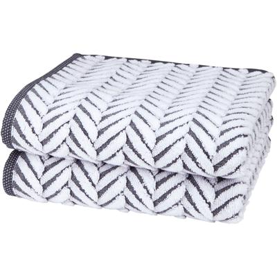 Handtücher ROSS "Sensual 9002", schwarz-weiß (anthrazit, weiß), B:50cm L:100cm, Frottier, Obermaterial: 100% Baumwolle, Handtücher, im Zopfmusterstil