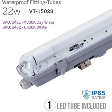 V-Tac Vt-15028 Plafoniera Tubo Led 1x22w Bianco Freddo 6400k Tubi Inclusi Ip65 150cm - Sku 6462