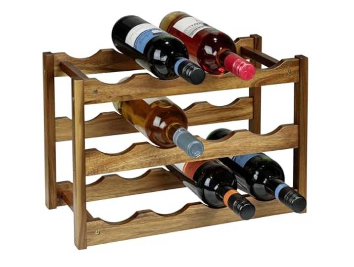 WENKO Weinregal Mod. Fondi aus massivem Akazienholz für 12 Flaschen auf 3 Ebenen hochwertige Verarbeitung rustikales Design Maße 42 x 28 x 21 cm braun