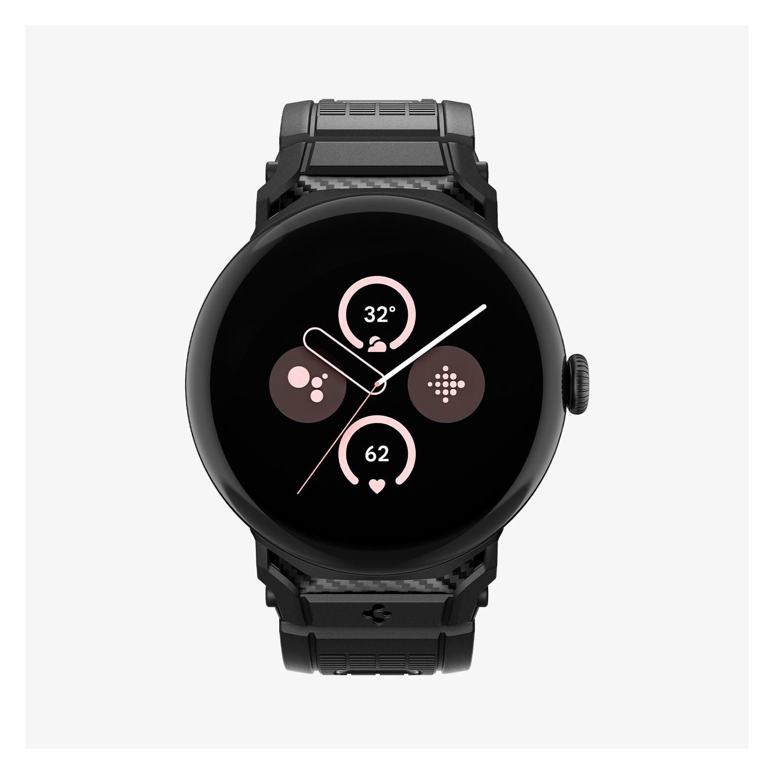 Spigen - Rugged Band (AMP07600) - Google Pixel Watch 3 / Watch 4 / Watch 5 45 mm - Schwarz (Silicone, Thermoplastic polyurethane (TPU), TPU) (AMP07600)