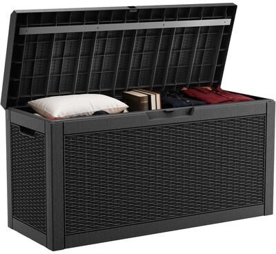 Decksplore 60-Gallon Outdoor Resin Storage Deck Box, Weather-Resistant & Lockable