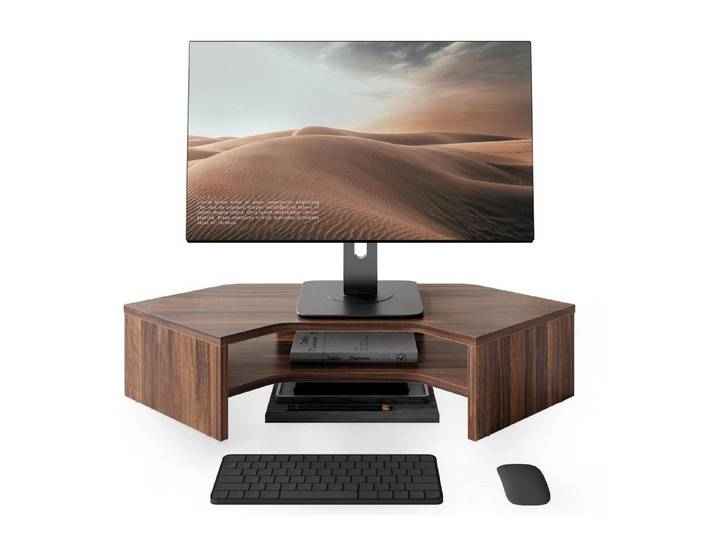 LuxusKollektion Monitorständer Monitorständer Eck L-Form Braun, (1-tlg)