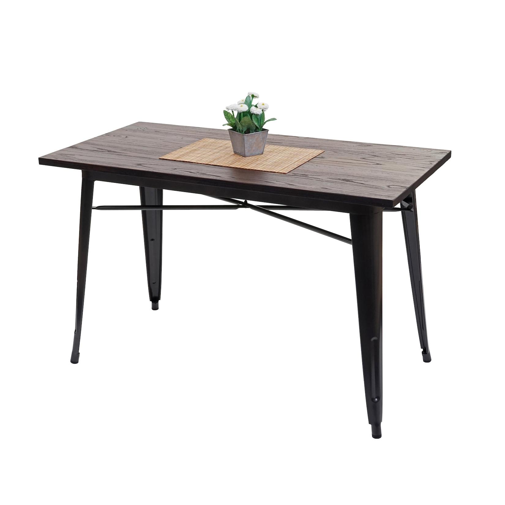 Esszimmertisch MCW-H10a, Tisch Bistrotisch, Metall Ulme Holz Industrial Gastronomie MVG schwarz-braun 120x60cm