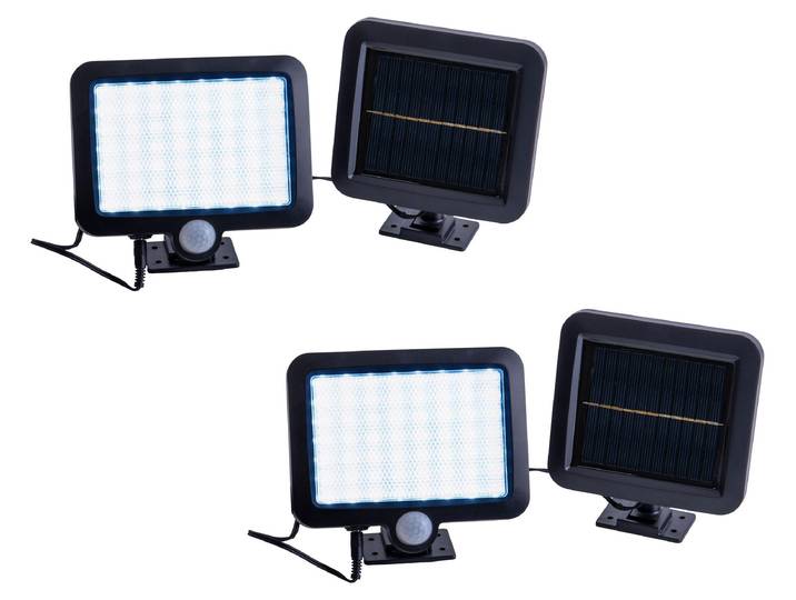 Lampe solaire LED\, spot extérieur\, IP44\, noir\, capteur\, set de 2 pièces