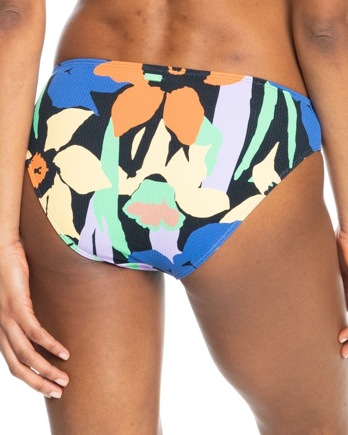 Bikini-Hose ROXY "Color Jam", Damen, Gr. XS, schwarz (anthrazit flower jammin), Obermaterial: 93% Nylon, 7% Elasthan., Badehosen Bikini-Hose anthrazit flower jammin XS