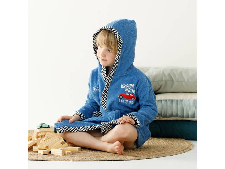 Peignoir de bain enfant Voiture personnalisé à capuche - éponge 340g/m² - Blancheporte
