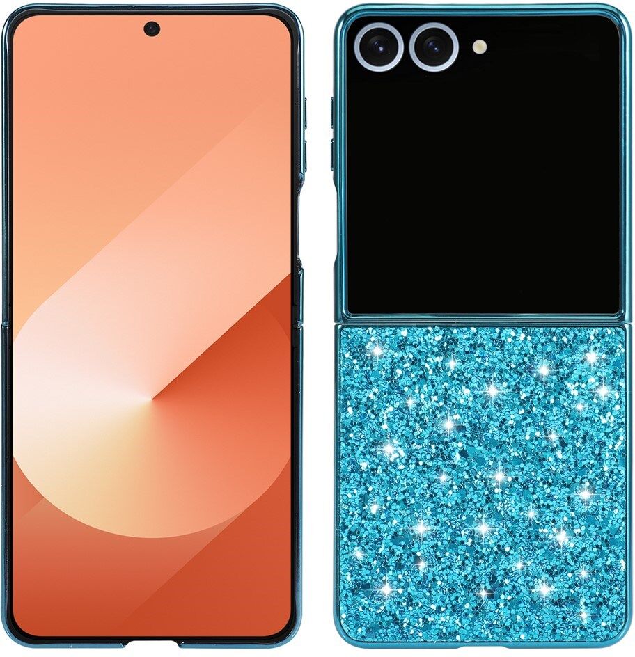 Samsung Galaxy Z Flip7 - EIDERWOOD Glitter Cover - Blå