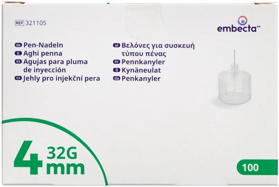 Mediq Danmark Embecta Pen Needle 4mm (32G) Medicinsk udstyr 100 stk