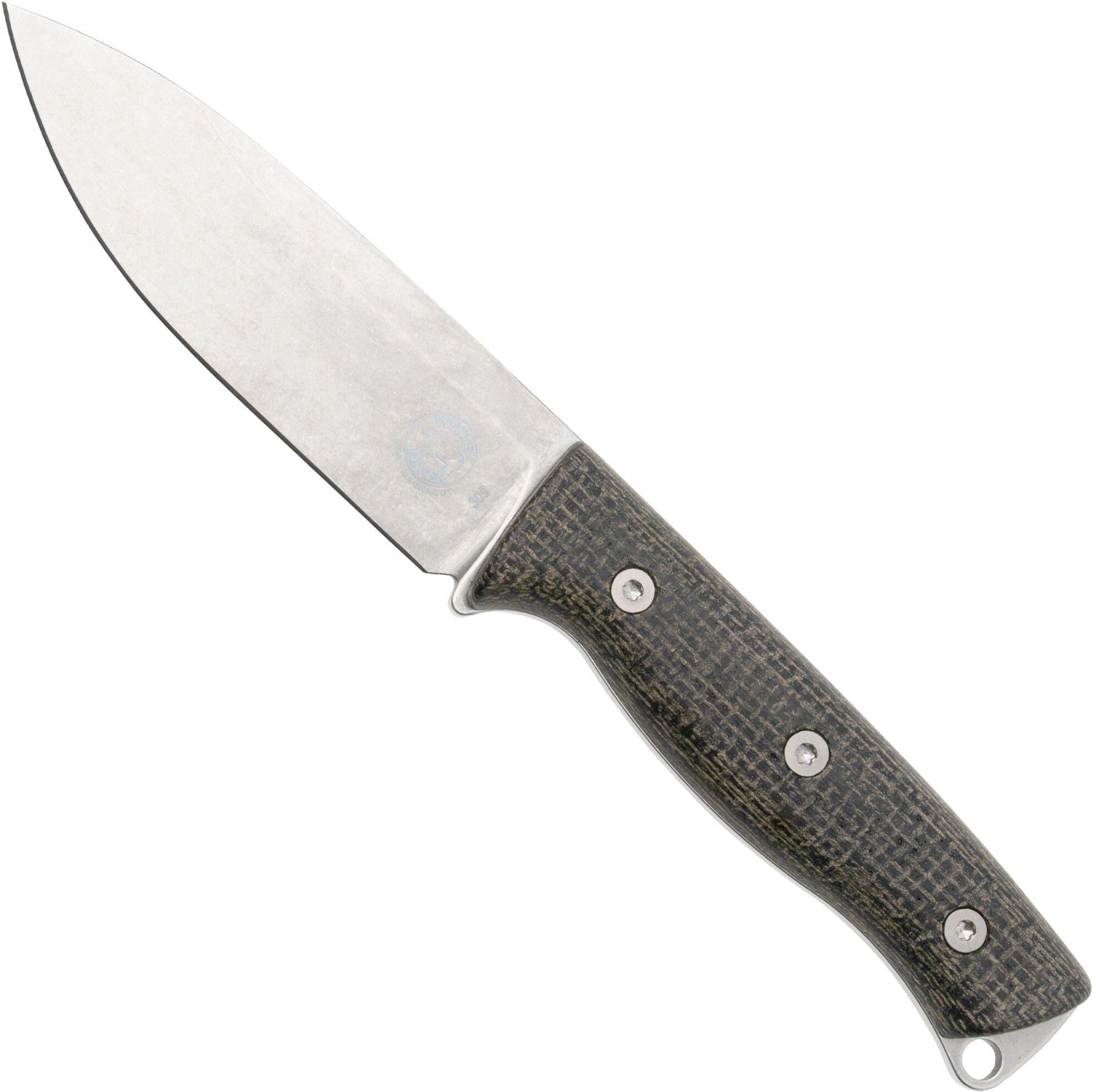 White River Knives Ursus 45 WRUR45-BBL-MAG, Stonewashed MagnaCut, Black Burlap Micarta, bushcraftmes
