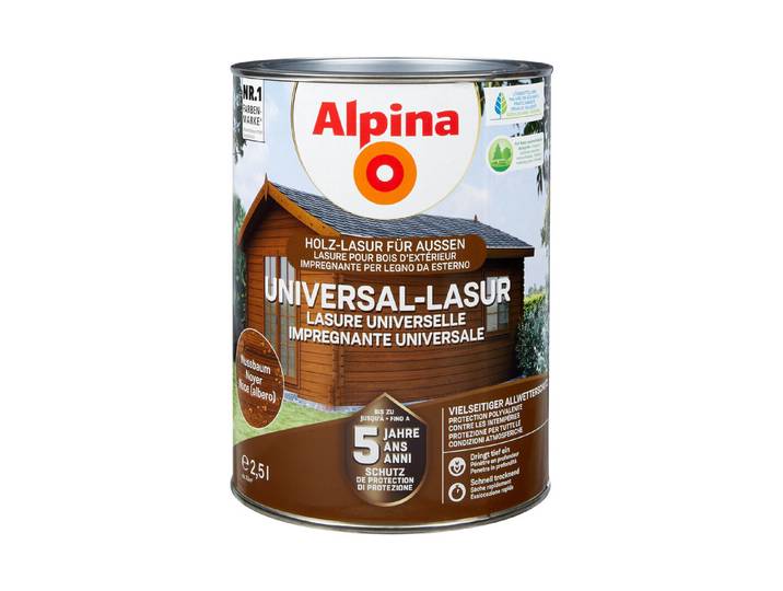 Alpina Universal-Lasur Nussbaum 2.5 l Seidenmatt