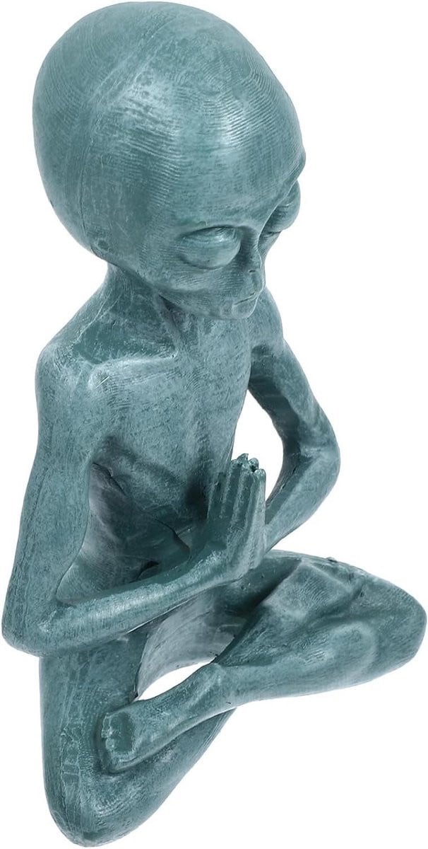 Grijs Yoga Sculptuur Hars Beeldje voor Kamer Decoratie Hoogte: 13.5 cm