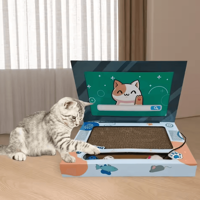 Inspire Curations ScratchBook Foldable Laptop Cat Scratcher & Corrugated Play Board For Indoor Cats ScratchBook Foldable Laptop Cat Scratcher & Corrugated Play Board For Indoor Cats