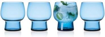 Mikasa Set of 4 Phoebe Double Old Fashioned Glasses, 14 Oz, Blue
