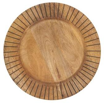 Saro Lifestyle Textured Slit Edges Wooden Charger Plate (Set of 4)