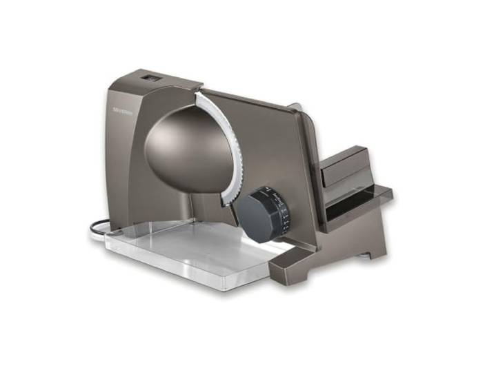 Severin Allesschneider für Brot, Aufschnitt oder Käse, Brotschneidemaschine Edelstahl Messereinheit, 0-23mm, elektrische Aufschnitt-Maschine, Brotschneider, Brot-Maschine, 130W, dark inox, 3919