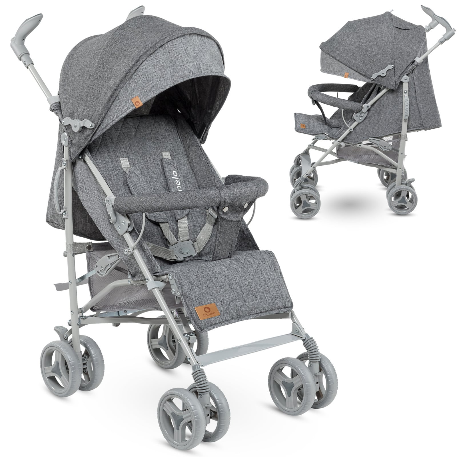 Lionelo Irma kinderwagen, compacte en inklapbare reisbuggy met ligstand, grijs