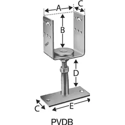 Simpson Sst, Holzverbinder, Simpson PVDB120G Stützenfüsse Vario (Stützenfuss)