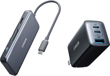Nano Charging Station (6-in-1, 67W) and Anker 341 USB-C Hub (7-in-1)