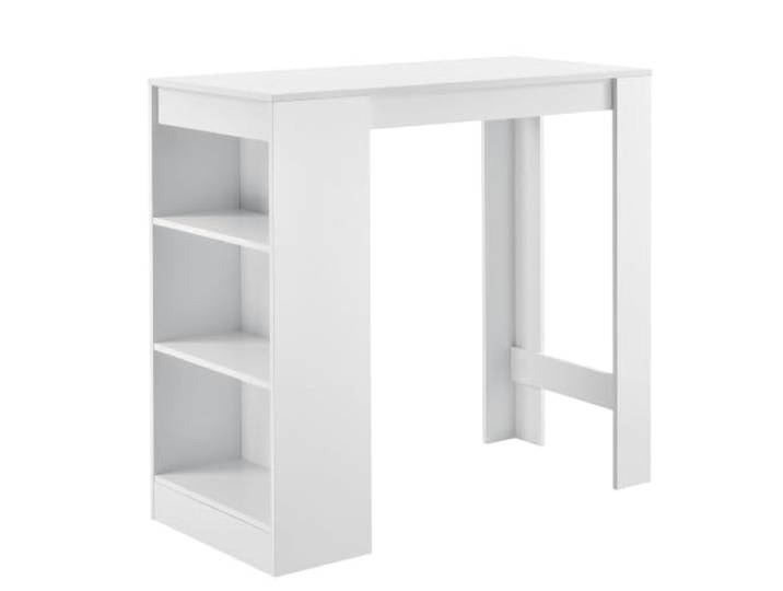 Bartisch mit Stauraum Bistrotisch hoch 3 Ablagen 110 cm weiß 03_0006187