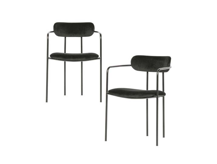 Livetastic Armlehnstuhl-Set Ivy, Schwarz, Metall, Rundrohr, 52x74x50 cm, stapelbar, Esszimmer, Stühle, Armlehnstühle
