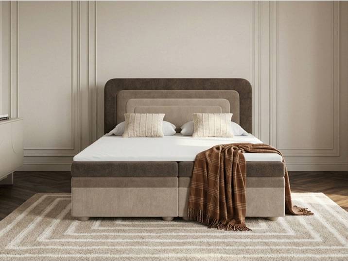 Lit coffre OPALINE tissu texturé 160x200