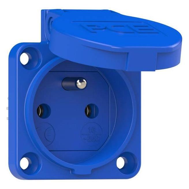PCE Schutzkontaktsteckdose nach belg./franz. System 16A 3p 250V IP54 P-Nova (blau, rückwärtiger Anschlus (104-0b-PCE-)