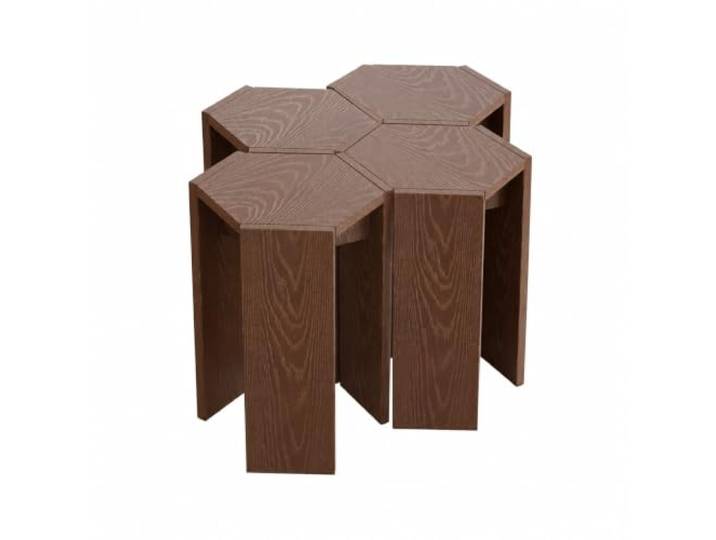 YDHFCD Sechseckiger Massivholz Hocker mit Beistelltischfunktion Modularer sechseckiger Hocker, vielseitiger Beistelltisch und Nachttisch, Massivholzmöbel(Style 7)