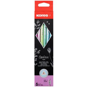 Kores Bleistift Grafitos Style Metallic, BB92810, Härte HB, mit Radiergummi, 6 Stück