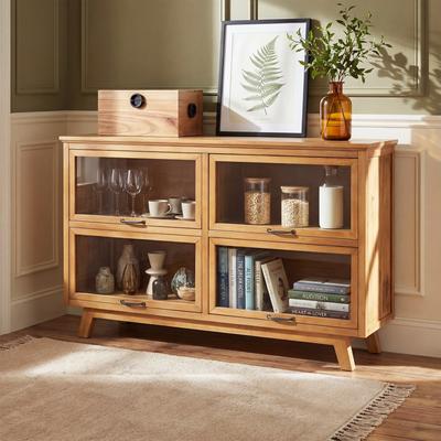 Christopher Knight Home - Farmhouse Wooden Display Cabinet with 4 Glass Doors