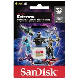 Sandisk Extreme Mobile Gaming (32 GB, microSDHC, U3, UHS-I), Speicherkarte, Rot, Gold
