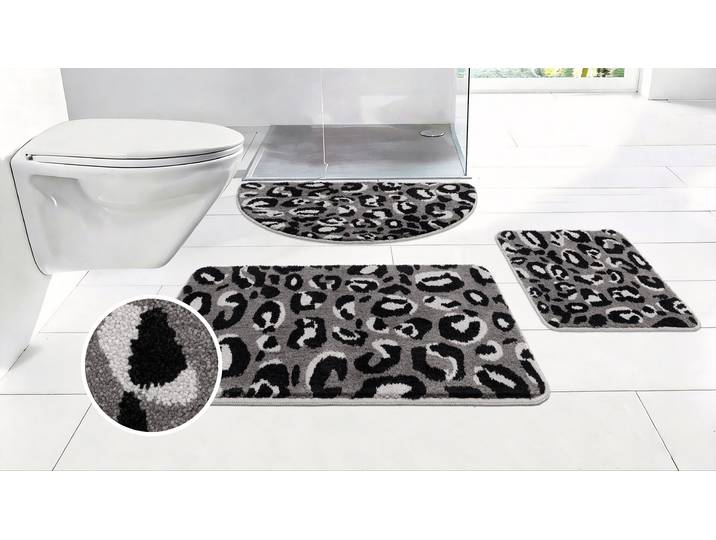 Badematte OTTO HOME Regona Leo, Badvorleger, Badezimmer Teppich, Duschvorleger , anthrazit, H:10mm, Polyester, Badematten, Badematte, Leoparden-Muster, Animal Print, modern