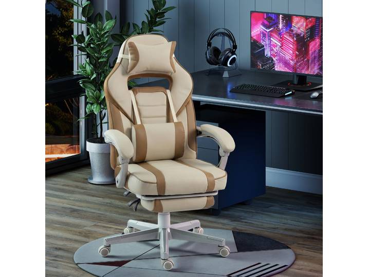 HOMCOM Fauteuil Gamer Inclinable avec Repose-pieds et Support