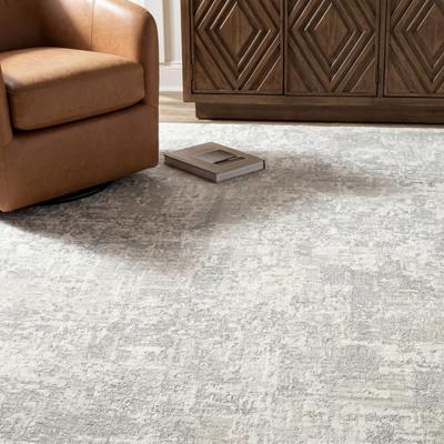 ROW Lauren Distressed Abstract Grey/ Ivory Textured Pile Area Rug