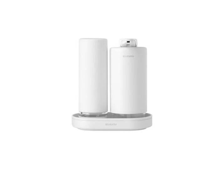 Brabantia - Ensemble Distributeur de Savon SinkStyle avec 2 Distributeurs Élégants pour Savon à Main et à Vaisselle\, Plateau Texturé et Distributeur de Liquide Vaisselle - 2 x 200 ML