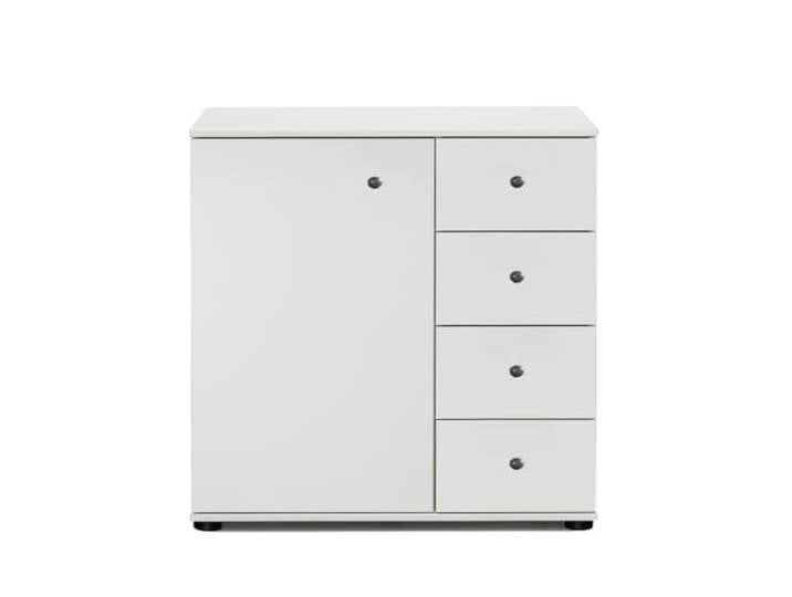 Lomadox Kommode Sideboard 81cm, 1 Tür, 4 Schubladen, weiß, CROPANI-43