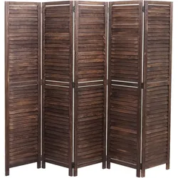 Paravent MCW-C30, Raumteiler Trennwand Sichtschutz, Shabby-Look Vintage, 170x205cm ~ braun