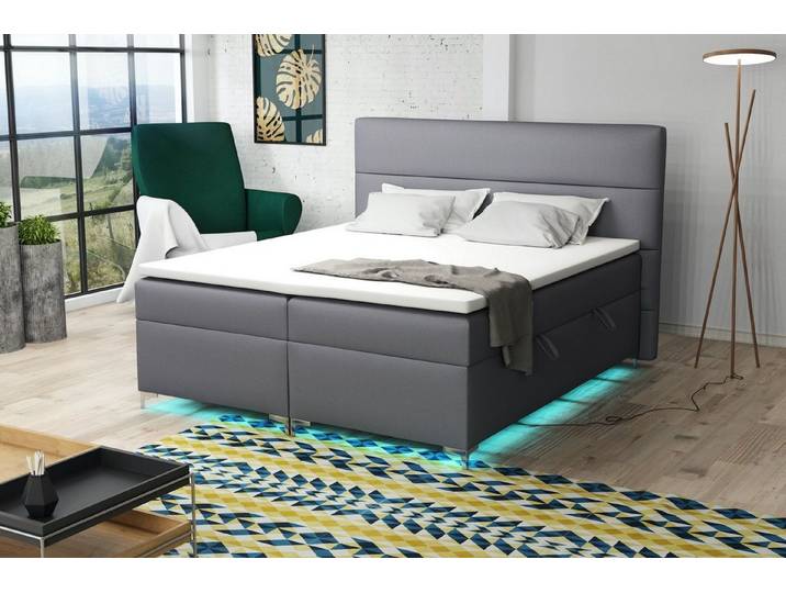 Fun Möbel Boxbett Schlafzimmerbett CANELA Kunstleder inkl. LED-Beleuchtung (inkl. Kaltschaumtopper), LED-Beleuchtung