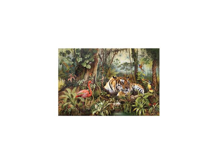 Glasbild „Flamingo trifft Tiger“ 100 x 150 cm Multicolor Crea Collection