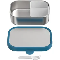 Mepal Campus Edelstahl-Brotdose mit Gabel, Lunchbox, Blau