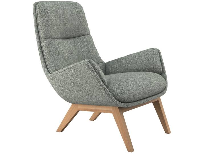Sessel Holzfuss natur Venezia Sky Blue - Material: Stoff - 71