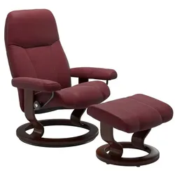 Stressless Sessel mit Hocker Consul Classic Leder Rot Batick Bordeaux M (Medium)