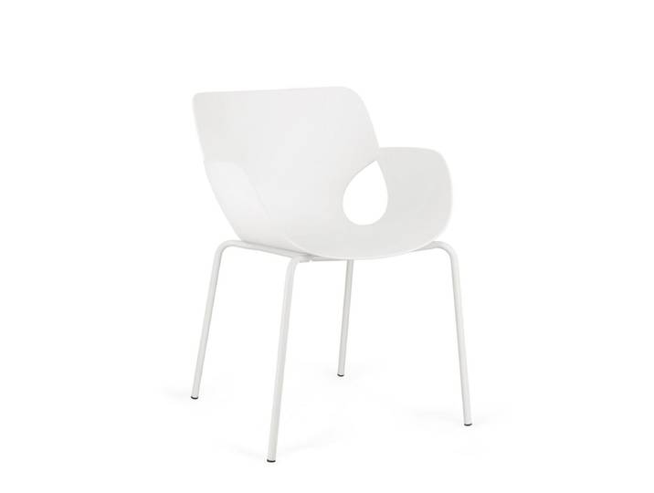 Set 2 chaises acier blanc