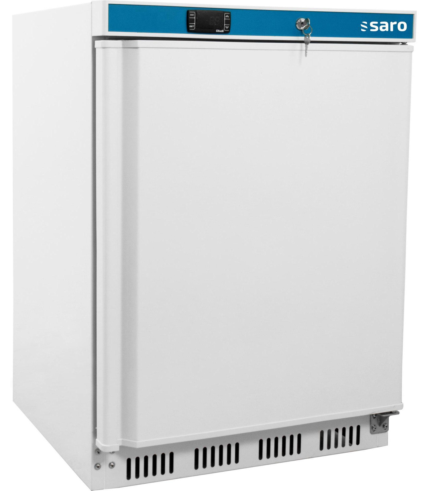 Saro HK 200 minibar-koelkast, vrijstaand, blauw/wit, met sleutel